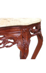 Console Baroque cherry wood and beige marble