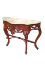 Console Baroque cherry wood and beige marble