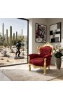 Grand fauteuil de style baroque tissu velours rouge bordeaux et bois doré - 12