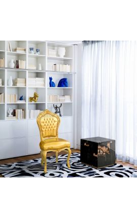 Barock Rococo Style Chair Gold Leatherette och Gold Wood