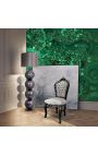 Baroque rococo style chair grey velvet and black matte wood