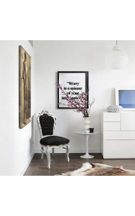 Μπαρόκ Rococo καρέκλα στυλ μαύρο βελούδο και ασημένιο ξύλο