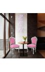 Baročni rococo Style stol Pink Velvet in srebrni les
