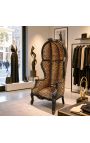 Барочный стиль Grand Porter Stree Leopard Печатная ткань и черная древесина - 6