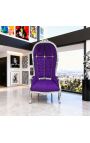 Grand Porterin barokkityylinen tuoli violetti sametti ja hopeapuu - 3