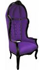 Sedia in stile barocco di Grand Porter in velluto viola e legno nero