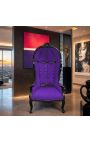 Sedia in stile barocco di Grand Porter in velluto viola e legno nero