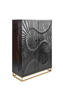 Meuble Bar NERVURA en manguier noir – 140 cm - 1