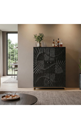 Meuble Bar NERVURA en manguier noir – 140 cm - 1