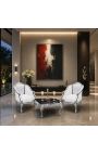 Bergere tugitool Louis XV Stiil Valge nahk ja hõbedane puit - 4