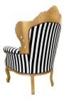 Big Stilul Barocist Fotoliu Striped Negru și White și lemn de aur - 13