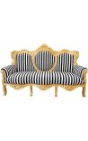 Barokke sofa zwart-witte strepen met gouden hout - 11