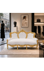 Barocksofa falsches weißes Kunstleder und Goldholz - 4