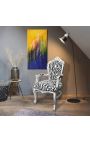 Fotoliu baroc rococo stil zebra tipărit și lemn de argint lemn - 15