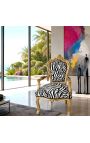 Poltrona barocco rococò in stile zebra tessuto stampato e legno d'oro - 11