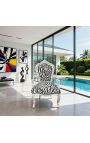 Armchair Baroque Rococo style zebra printed fabric and silver leaf wood - 7