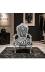 Armchair Baroque Rococo style zebra printed fabric and silver leaf wood - 14