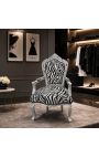 Lænestol barok rococo stil zebra trykt stof og sølv blad træ - 13