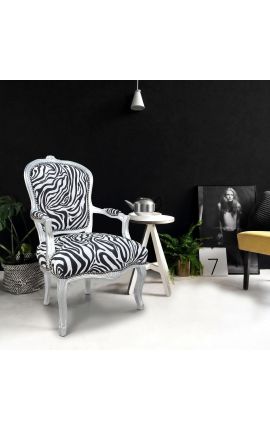 Barokový kreslo štýlu Louis XV Zebra a strieborné drevo