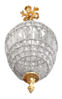 Lampadario ovale con gocce in vetro trasparente con bronzi