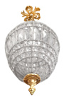 Lustre oval com gotas de vidro transparente com bronzes