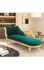 Grand récamier baroque à col de cygne tissu velours vert et bois doré