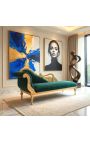 Velika barokna ležaljka s labudovo zelenom baršunastom tkaninom i zlatnim drvom