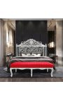 Barock Bett Kopfteil Zebra gedruckt Stoff und Silber Holz
