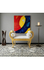 Romėniškas suoliukas balta oda ir auksinė mediena - 2