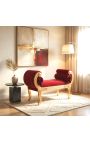 Banquette Romaine tissu velours Bordeaux et bois doré - 5
