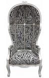Barokový štýl Barokový štýl Armchair Zebra vzor tkaniny a strieborné lesné drevo - 1