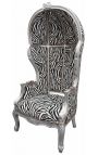 Grand Porter's Baroque Style Lænestol Zebra Mønster Stof og Sølvblad Træ - 8