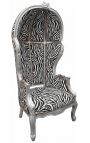 Grand Porter's Baroque Style Lænestol Zebra Mønster Stof og Sølvblad Træ - 9