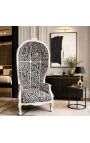Grand Porter's Baroque Style Lænestol Zebra Mønster Stof og Sølvblad Træ - 6