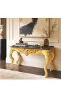 Console Barok Lodewijk XV Rocaille verguld hout en zwart marmer