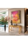 Console barocca Louis XV Legno dorato rocaille e marmo beige - 2