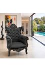 Grand Rococo baroka krēsls melns samts un spīdīgi melns - 4