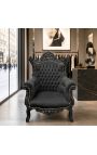 Grand Rococo Barokk tooli must samet ja läikiv must - 3