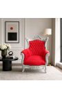 Grand Rococo Sillón barroco terciopelo rojo y madera de plata - 2