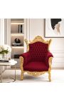 Grand Rococo Baroque πολυθρόνα μπορντό βελούδο και επιχρυσωμένο ξύλο - 5