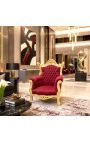 Grand Rococo Barock fåtölj Bourgogne Velvet och Gilded Wood - 3