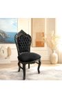 Barocul Rococo Scaun stil negru catifea si lemn negru