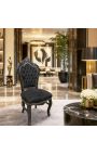 Baroque rococo style chair black velvet and black wood