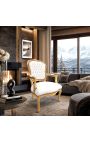 Poltrona barocca Louis XV Stile in similpelle bianca e legno d'oro - 7