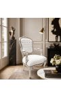 Barokk lenestol av stil Louis XV Hvit Leatherette og Silver Wood - 10