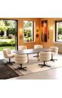 Structura Swivel Dining Chair i Light Beige Strukturerad Fabric - Svart Base
