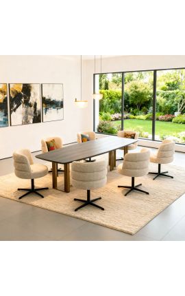 Structura Swivel Dining Chair i Light Beige Strukturerad Fabric - Svart Base