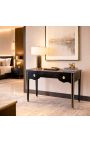 Louis XVI Estilo escrevendo mesa lustroso preto pintado e mármore preto - 10