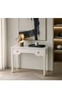 Louis XVI style writing skrivebord Glanset hvit malt og hvit marmor - 3