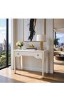 Louis XVI Estilo escritorio escritorio brillante blanco pintado y blanco mármol - 4